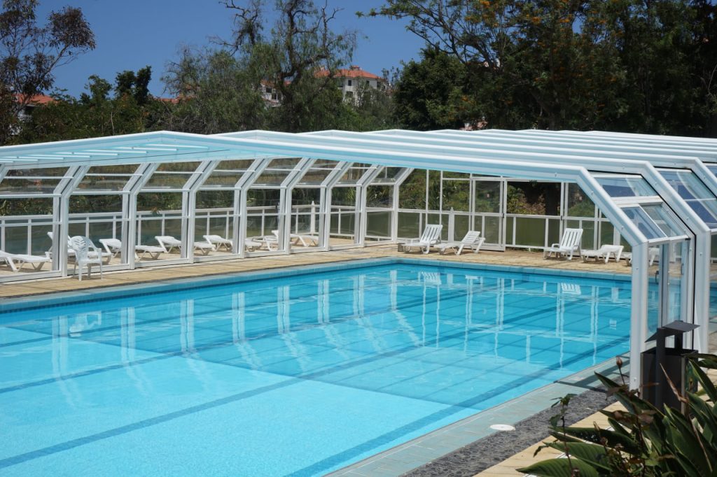 glass swimming pool